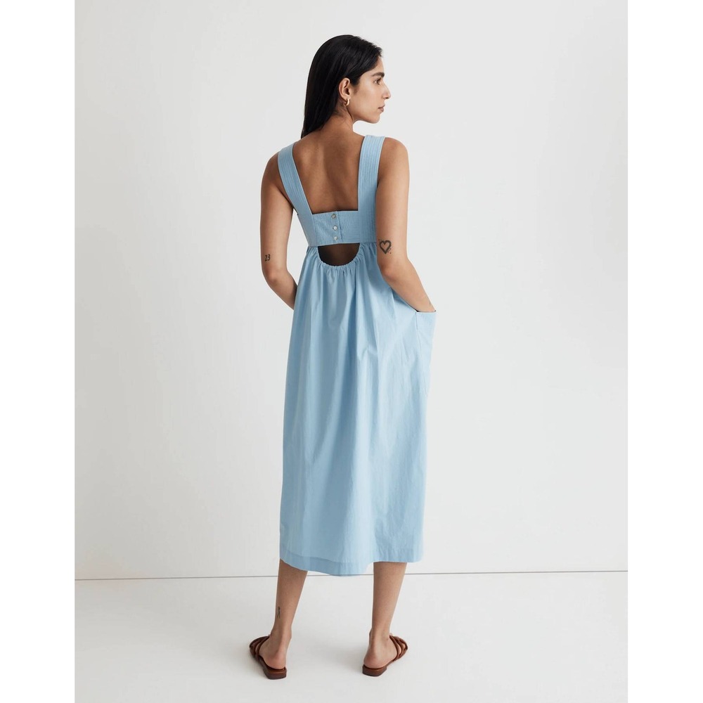 Madewell Cutout Back Midi Dress Womens 0 Tropical Sky‎ Blue